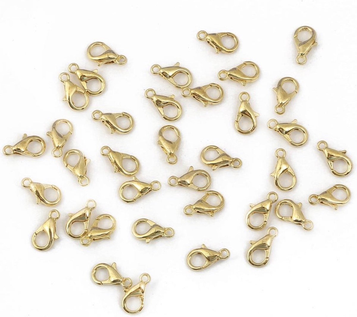 Petras Sieradenwereld - Slotjes voor kettingen 50 stuks 12 mm goudkleurig